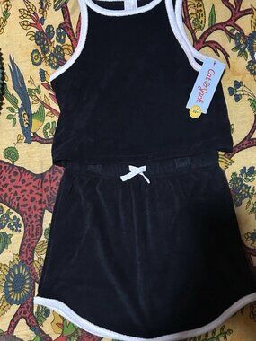 Girls Cat & Jack Black Terrycloth Skirt and Tank Set Size 6/7 NEW Girls Clothes